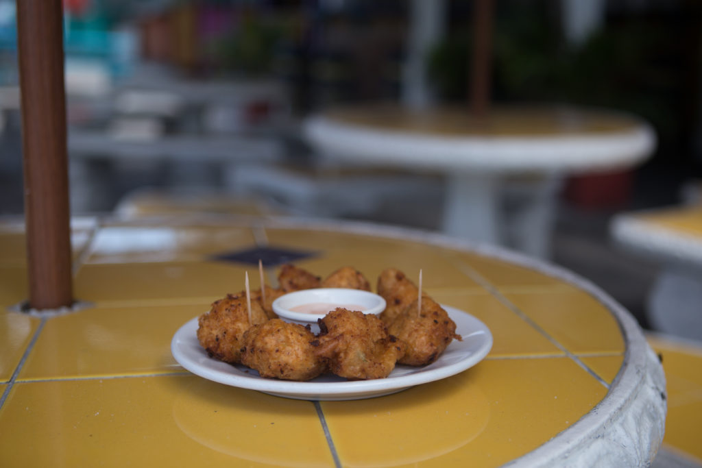 Conch Fritters at Fish Fry Nassau Bahamas