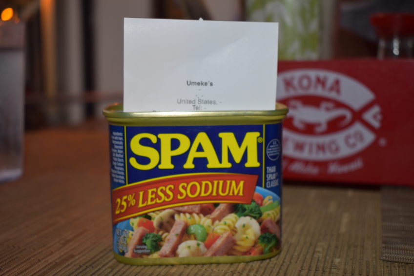 kona hawaii umekes spam Travel Agent Diary